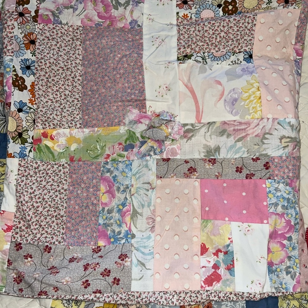 Handmade quilted pillow cover square 17”